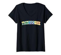 Mujer Women's Girls Tennessee Multicolor Tropical Floral Print Camiseta Cuello V