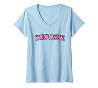 Mujer Women's Girls Tennessee Trendy Pink Leopard Animal Print Camiseta Cuello V