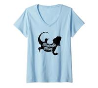 Mujer Womens Girls Tiny Dinosaur Beardie Mom Bearded Dragon Lover Camiseta Cuello V