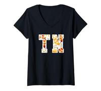 Mujer Women's Girls TN Tennessee Floral Fall Spice Print Camiseta Cuello V