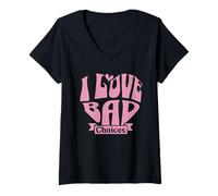 Mujer Womens I Love Bad Choices Ironic Heart Camiseta Cuello V