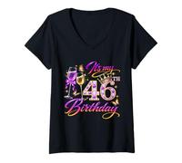 Mujer Womens It’s My 46th Birthday 46 Years Old Birthday Queen Camiseta Cuello V