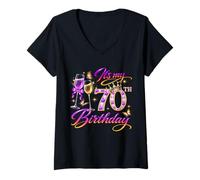 Mujer Womens It’s My 70th Birthday 70 Years Old Birthday Queen Camiseta Cuello V