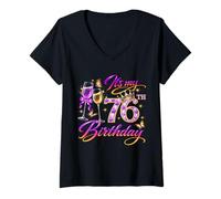 Mujer Womens It’s My 76th Birthday 76 Years Old Birthday Queen Camiseta Cuello V