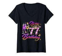 Mujer Womens It’s My 77th Birthday 77 Years Old Birthday Queen Camiseta Cuello V