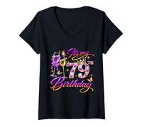 Mujer Womens It’s My 79th Birthday 79 Years Old Birthday Queen Camiseta Cuello V