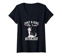 Mujer Womens Just A Girl Who Loves Siberian Husky Dog Lover Camiseta Cuello V