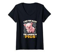Mujer Womens Kids Girls Boys I Did The Math Answer Is Pigs Lover Camiseta Cuello V