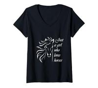 Mujer Womens Kids Just A Girl Who Loves Horses Camiseta Cuello V
