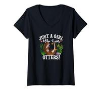 Mujer Womens Kids Just A Girl Who Loves Otters Lover Camiseta Cuello V