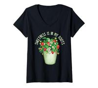 Mujer Womens Strawberry Plant Lover Sweetness Is In My Roots Camiseta Cuello V