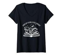 Mujer Womens Support Your Local Library Book Reading Books Camiseta Cuello V