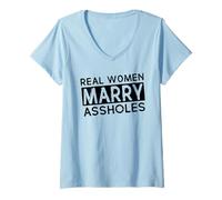 Mujer Womens Wife Real Woman Marry AsHols Funny Husband Wife Camiseta Cuello V
