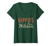 Mujer Woodstock Hippies Welcome Camiseta Cuello V