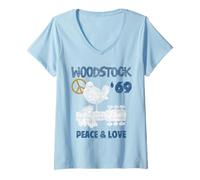 Mujer Woodstock Peace and Love Camiseta Cuello V