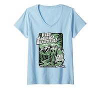 Mujer Woodsy Owl Keep America Beautiful Grand Teton National Park Camiseta Cuello V