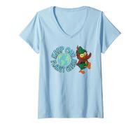 Mujer Woodsy Owl Keep Our Planet Clean Vintage Artwork Camiseta Cuello V