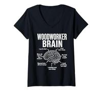 Mujer Woodworker Brain Funny Carpenter Workshop DIY Herramientas de Madera Camiseta Cuello V