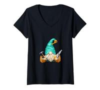 Mujer Woodworker Graphic Funny Woodworking GNOME For Carpenters Camiseta Cuello V