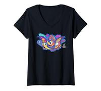 Mujer Woody Woodpecker Neon Street Style Catchphrases Camiseta Cuello V