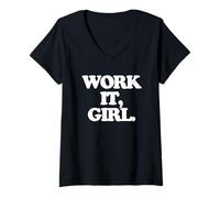 Mujer Work It, Girl, Divertido Dicho sarcástico, Chicas geniales, Mujeres Lindas Camiseta Cuello V