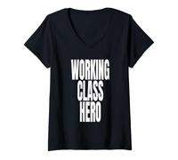 Mujer Working Class Hero con Signo Anarcho Spirit of 1969 Camiseta Cuello V