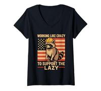 Mujer Working Like Crazy To Support The Lazy Construction Worker Camiseta Cuello V