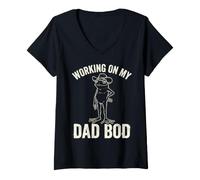 Mujer Working On My Dad BOD Funny Frog Cowboy Dad Humor Camiseta Cuello V