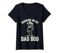 Mujer Working On My Dad BOD Funny Frog Cowboy Dad Humor Camiseta Cuello V