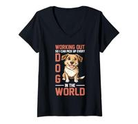 Mujer Working Out So I Can Pick Up Every Dog In The World - Camiseta Cuello V