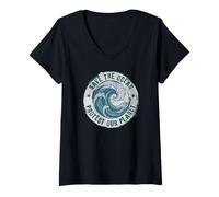 Mujer World Ocean Day. Our Power, Our Planet. Save Earth. Nature Camiseta Cuello V