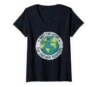 Mujer World Ocean Day. Our Power, Our Planet. Save Earth. Nature Camiseta Cuello V