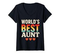 Mujer World’s Best Aunt Bold Retro for Fun Aunts Camiseta Cuello V