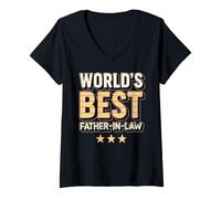Mujer World’s Best Father-in-Law Ever Retro Grunge Camiseta Cuello V