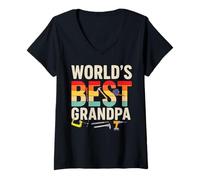Mujer World’s Best Grandpa Retro Tools Father’s Day Camiseta Cuello V