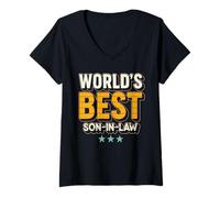 Mujer World’s Best Son-in-Law Ever Retro Grunge Reunion Outfit Camiseta Cuello V