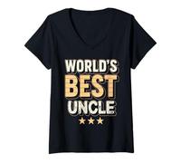 Mujer World’s Best Uncle Retro Vintage Grunge Fun Family Events Camiseta Cuello V
