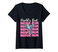 Mujer World'S Best Budgie Mom Mama Budgerigar Parrot Día de la Madre Camiseta Cuello V