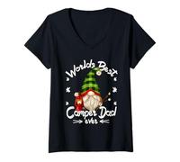 Mujer Worlds Best Camper Dad Gnomie with Funny Camping Dad GNOME Camiseta Cuello V