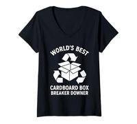 Mujer Worlds Best Cardboard Box Breaker Downer Reciclaje sarcástico Camiseta Cuello V