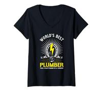 Mujer World'S Best Plumber Instalador A Legend in Craft Work Job Camiseta Cuello V