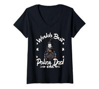 Mujer Worlds Best Police Dad For Men Grandpa Police Officer GNOME Camiseta Cuello V