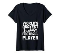 Mujer World's Okayest Fantasy Football Player Ropa divertida Camiseta Cuello V