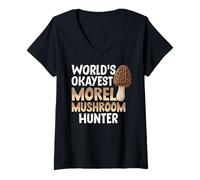 Mujer Worlds Okayest Morel Cazador de hongos Morillas de búsqueda Camiseta Cuello V