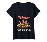 Mujer Worm Farm Compost: Elimina los residuos del vermicompostaje: Humor Camiseta Cuello V