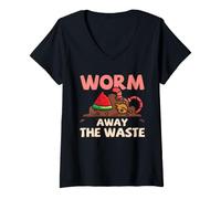 Mujer Worm Farm Compost: Elimina los residuos del vermicompostaje: Humor Camiseta Cuello V