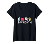 Mujer Wright - Nombre de Perro Personalizado Wright Pet Lover Camiseta Cuello V