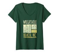 Mujer Wrightsville Beach NC Wilmington Carolina del Norte Camiseta Cuello V