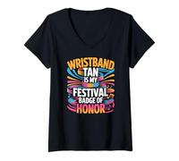 Mujer Wristband Tan IS MY Festival Badge of Honor Camiseta Cuello V