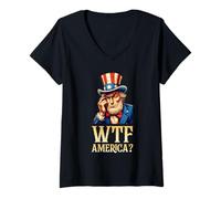 Mujer WTF America Decepcionado Tío Sam WTF America Camiseta Cuello V